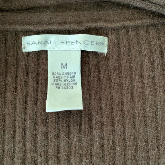 Sarah Spencer Brown Angora Angled Cardigan Sweater - Picture 2 of 7